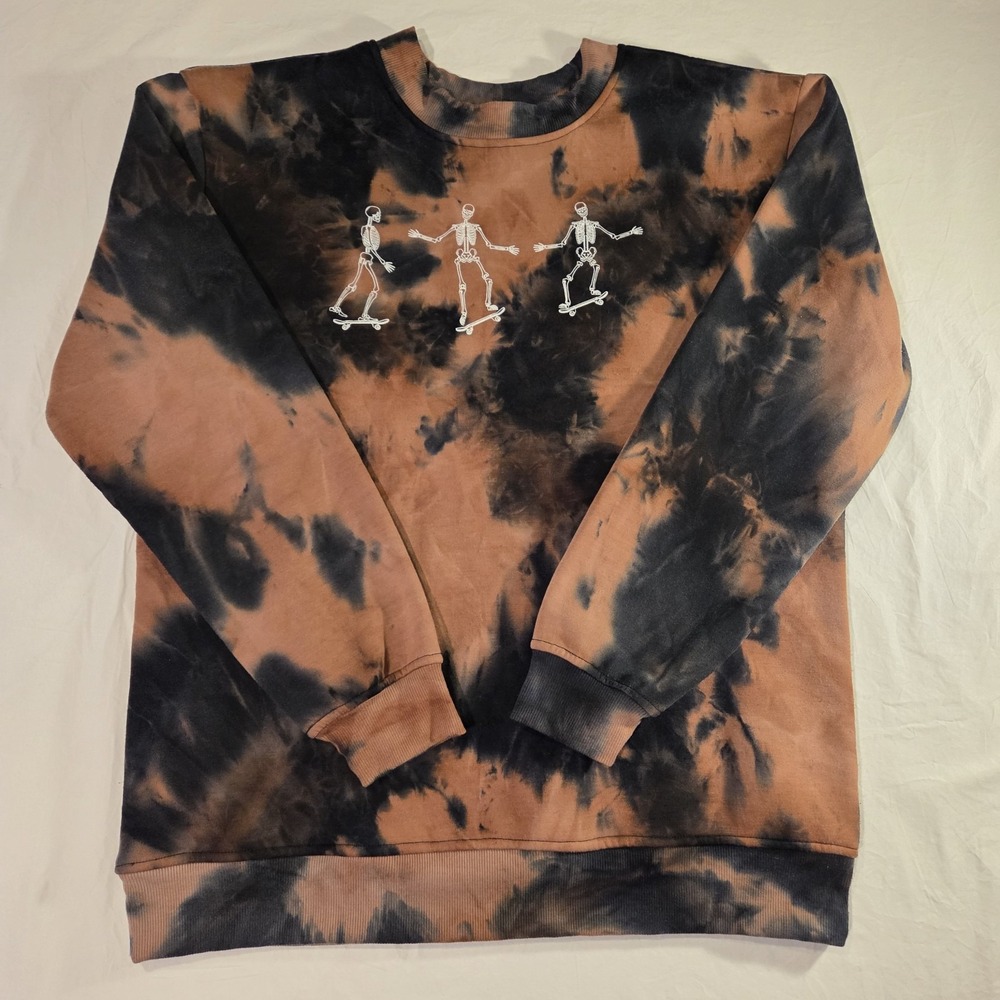 Better Together Tie Dye Skeletons‎ Skateboarding Crewneck Sweatshirt, Size L